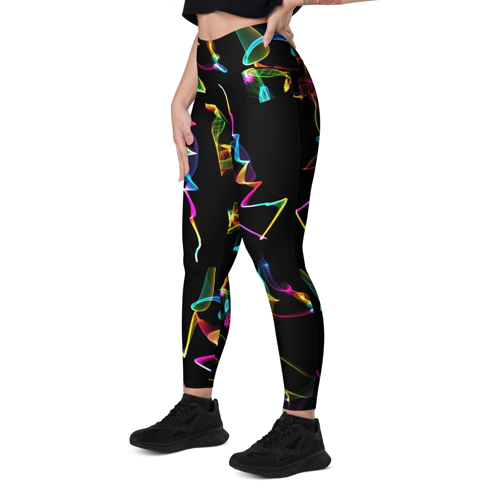 Black Gym Leggings with Pockets. Streetwear or Workout or Dance Leggings. Yoga Pants. WickedYo.